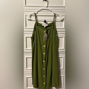 Monteau Olive Green Linen Blend Dress size M NWT